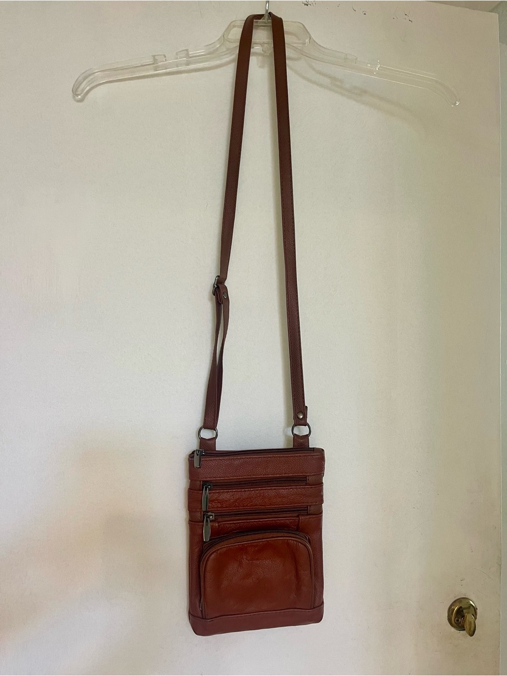 Women’s Brown Leather Crossbody Bag - Compact Everyday Carry